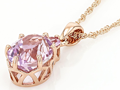 2.25ct Kunzite With 0.11ct Pink Sapphire 10k Rose Gold Pendant With Chain