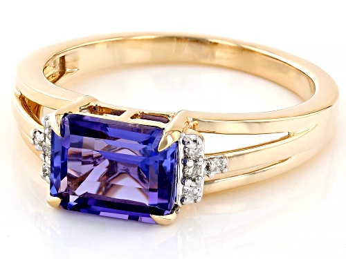 1.35ct Tanzanite With 0.05ctw White Diamond 10k Yellow Gold Ring - Size 7