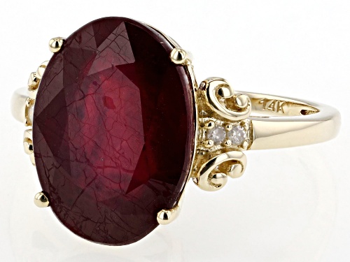 8.08ct Mahaleo® Ruby With 0.03ctw White Diamond 14k Yellow Gold Ring - Size 9