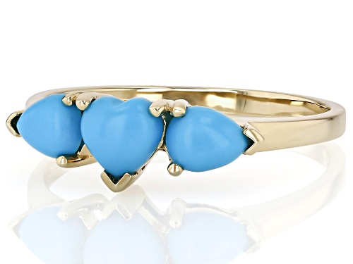 5mm Heart And 5x4mm Pear Shape Sleeping Beauty Turquoise 10k Yellow Gold Ring - Size 8