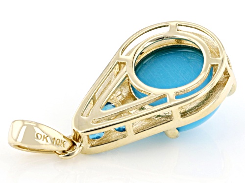 10mm Sleeping Beauty Turquoise With 0.13ctw Neon Apatite 10k Yellow Gold Pendant