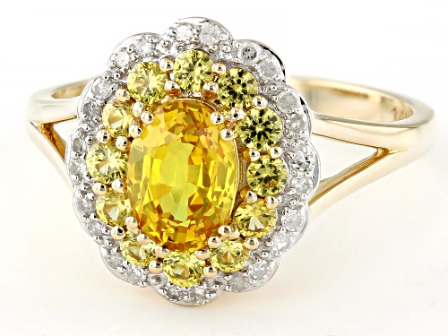 1.32ctw Yellow Sapphire With 0.10ctw White Diamond 14k Yellow Gold Ring - Size 8