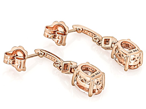 1.90ctw Cor-De-Rosa™ Morganite With 0.10ctw White And Pink Diamond 10k Rose Gold Earrings