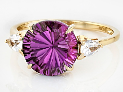 4.43ct Lab Color Change Sapphire With 0.36ctw Lab White Sapphire 10k Yellow Gold Ring - Size 9