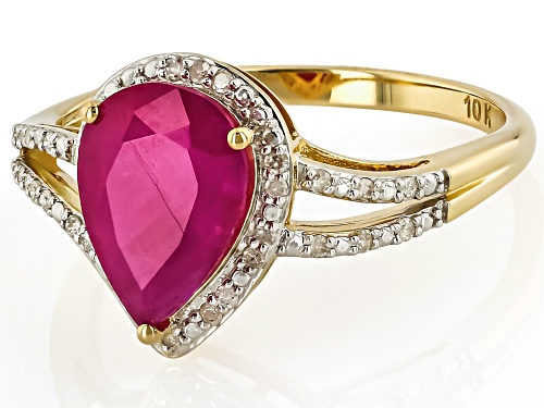 2.08ct John Saul Ruby With 0.11ctw White Diamond 10k Yellow Gold Ring - Size 6