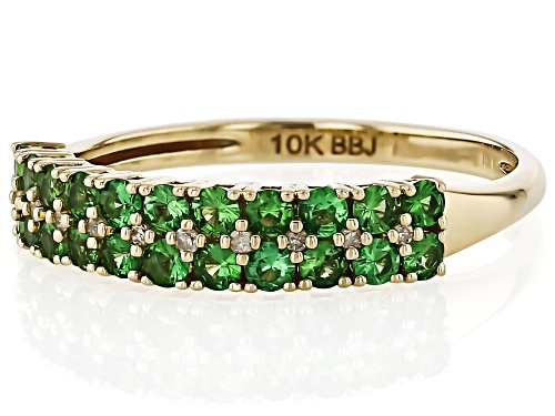 0.60ctw Tsavorite With 0.03ctw White Diamond 10k Yellow Gold Ring - Size 7