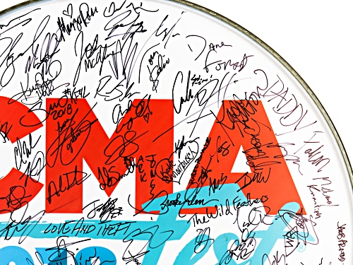 Back The Beat: 2018 CMA Fest Autographed Drumhead From Breakout Stage At Walk Of Fame Park