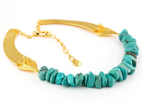 Artisan Gem Collection Of Colombia™ Blue Magnesite Nugget 18k Gold Over Bronze 