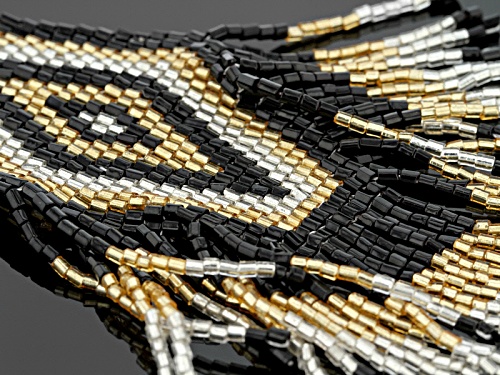 Artisan Collection Of Colombia™Yellow,Black & White Glass Seed-Bead 18k Gold Over Bronze Necklace - Size 24