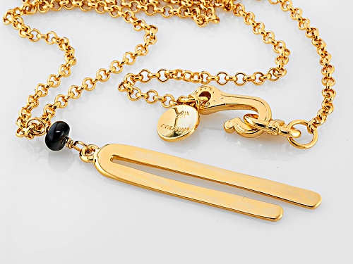 Artisan Collection Of Colombia™ Rondelle Black Agate 18k Yellow Gold Over Bronze Necklace - Size 30