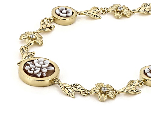 Cameo Italiano 10mm Flower Bouquet Cameo, 0.07ctw Bella Luce® 18k Gold Over Sterling Silver Bracelet - Size 6.75
