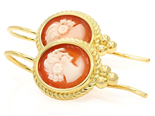 Cameoso™ 18k Yellow Gold Over Bronze 13x11mm Oval Cameo Earrings