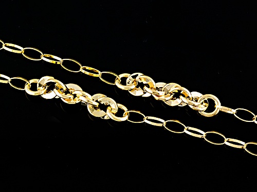10k Yellow Gold Rolo Link Allegro Stations 24 Inch Necklace - Size 24