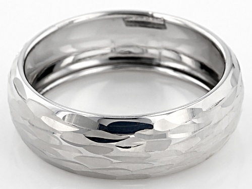 10k White Gold Diamond-Cut Band Ring - Size 6