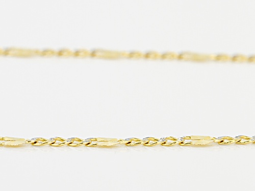 10k Yellow Gold And Rhodium Over 10k Yellow Gold Designer Curb Link 18 Inch Necklace - Size 18