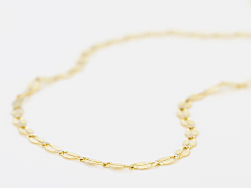 10k Yellow Gold And Rhodium Over 10k Yellow Gold 2mm Flat Cable Link 20 Inch Necklace - Size 20