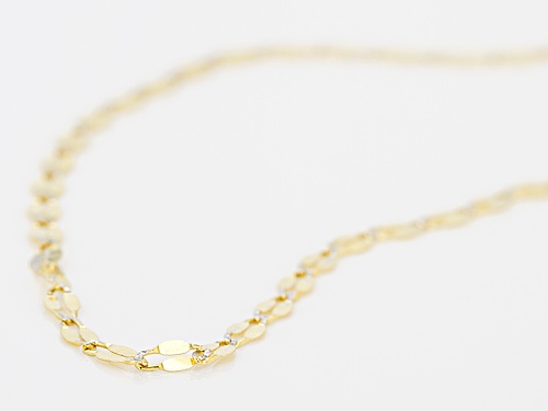 10k Yellow Gold And Rhodium Over 10k Yellow Gold 2mm Flat Cable Link 24 Inch Necklace - Size 24