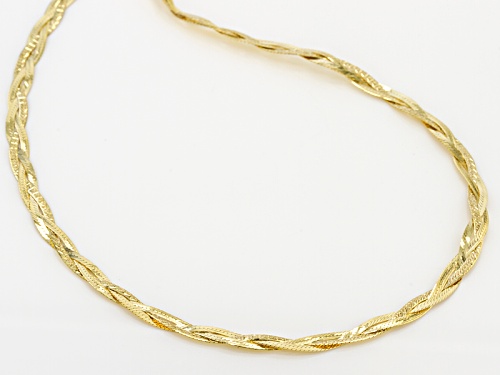 10k Yellow Gold Braided Herringbone Link 20 Inch Necklace - Size 20