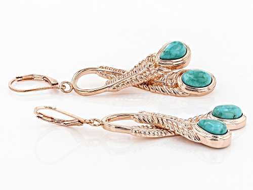 Timna Jewelry Collection™ 8x6mm Pear Shape And Oval Turquoise Copper Feather Bypass Dangle Earrings