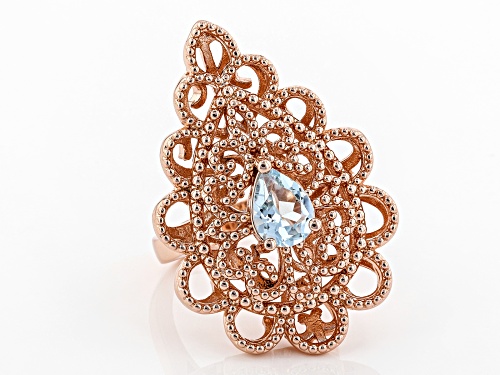 Timna Jewelry Collection™ 1.10ct Pear Shape Glacier   Topaz(TM) Solitaire, Copper Filigree Ring - Size 8