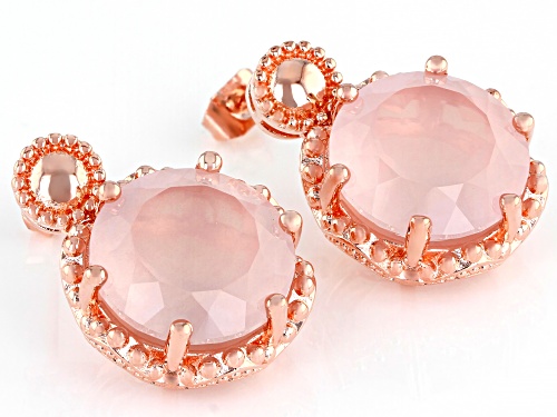 Timna Jewelry Collection™ 14mm Round Rose Quartz Solitaire, Copper Dangle Earrings