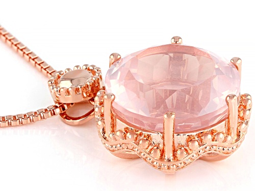 Timna Jewelry Collection™  16mm Round Rose Quartz Solitaire, Copper Pendant With Chain