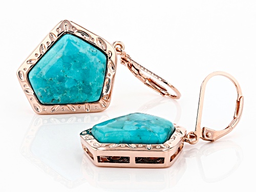 Timna Jewelry Collection™ 16x15.5mm Pentagon Shape Turquoise Solitaire Copper Dangle Earrings