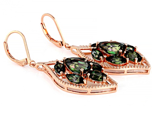Timna Jewelry Collection™ 8.23ctw Mixed Shape Princess™ Quartz, Copper Leaf Design Dangle Earrings