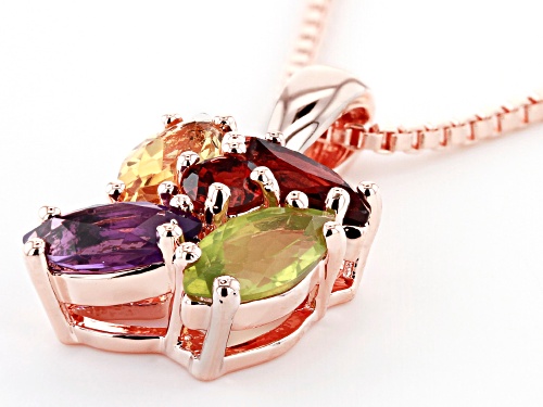 Timna Jewelry Collection™ 2.24ctw Garnet, Citrine, Amethyst, and Peridot Copper Pendant With Chain