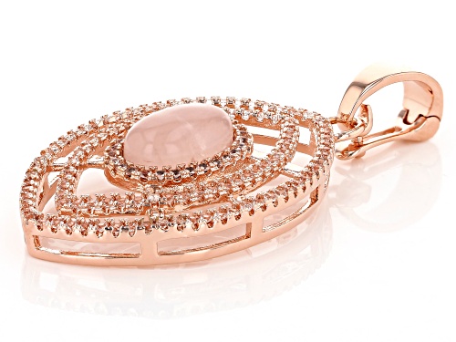Timna Jewelry Collection™ 12x8mm Rose Quartz, 1.21ctw  White Topaz Open Design Copper Enhancer