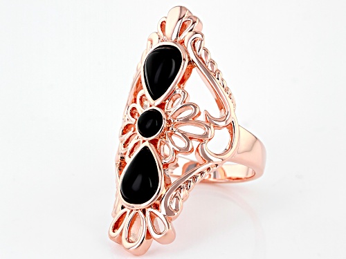 Timna Jewelry Collection™ 2.15ct Black Onyx filigree style Copper ring - Size 7