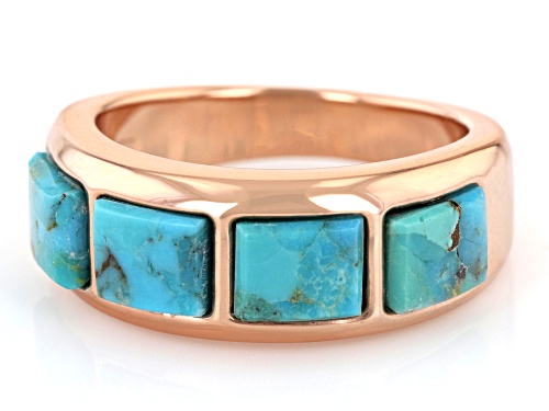 Timna Jewelry Collection™ Square Turquoise Inlay Copper Band Ring - Size 8