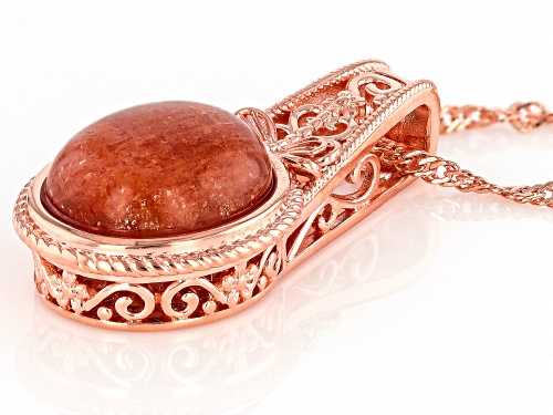 Timna Jewelry Collection™ 14x12mm Oval Sunstone Copper Pendant with Chain
