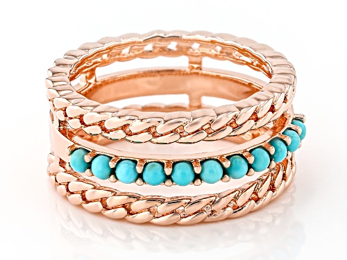 Timna Jewelry Collection™ 2mm Blue Turquoise Copper Multi-Row Band Ring - Size 7