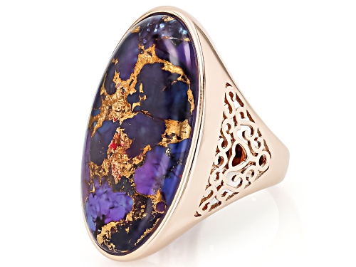 Timna Jewelry Collection™ 30x18mm Oval Purple Turquoise Copper Ring - Size 7