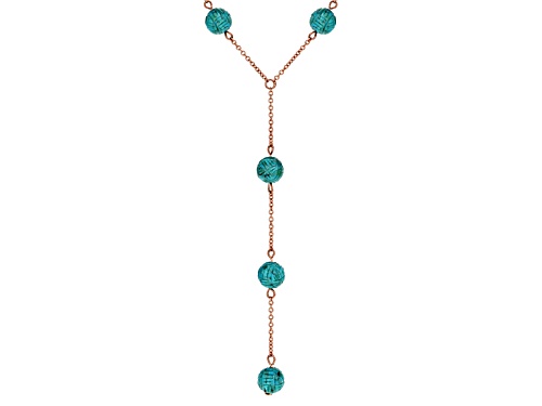 Timna Jewelry Collection™ Carved Round Turquoise Bead  Copper Station Necklace - Size 32