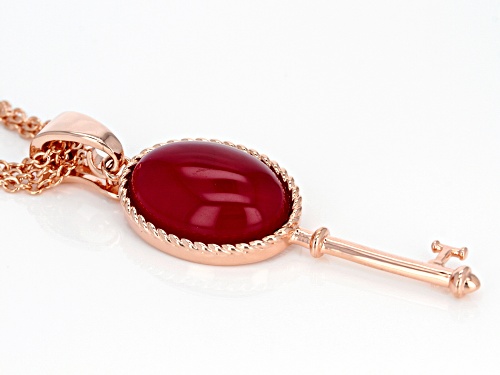 Timna Jewelry Collection™  18x13mm Pink Onyx Copper Key Enhancer With Triple Strand Chain