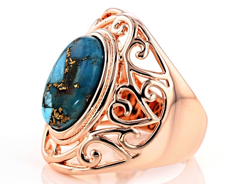 Timna Jewelry Collection™ 14x9mm Oval Turquoise Cabochon Copper Solitaire Ring - Size 4