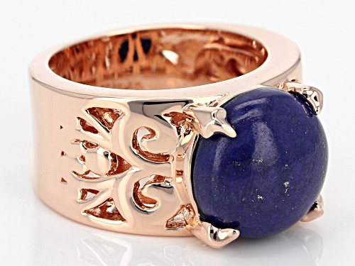 Timna Jewelry Collection™ 12mm Round Lapis Lazuli Copper Solitaire Ring - Size 5