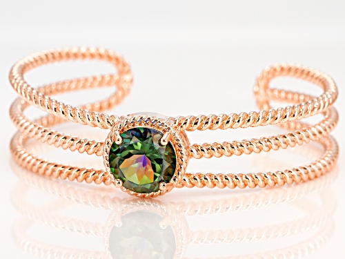 Timna Jewelry Collection™ 7.01ct Round  Morning Mist™ Quartz Twisted Copper Cord Cuff Bracelet