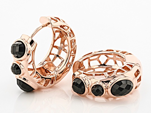 Timna Jewelry Collection™ 4.11ctw Oval and Round Black Spinel 3-Stone Copper Hoop Earrings