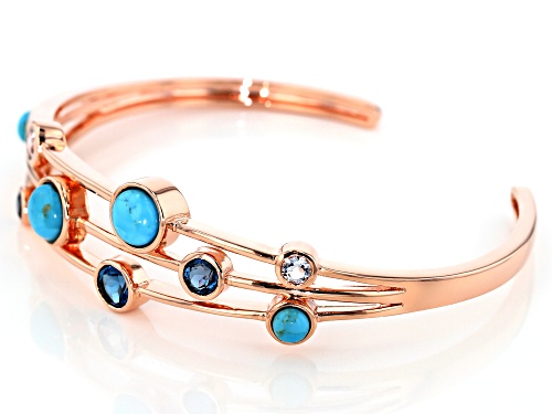 Timna Jewelry Collection™ Copper 5-8mm Turquoise, 2.69ctw London Blue & Glacier Topaz™Bracelet - Size 8