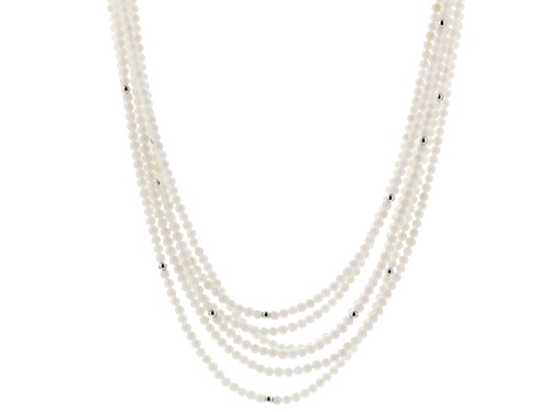 Pacific Style™ 3mm Round White Coral With Silver Ball Bead Silver 32 Inch Multi-Strand Necklace - Size 32