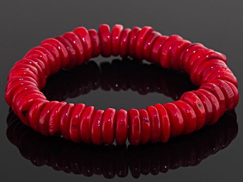 Pacific Style™ 10-12mm Free Form Red Coral Stretch Bracelet - Size 8