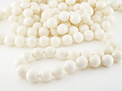Pacific Style™ 8-9mm Round White Coral Endless Bead Necklace - Size 50