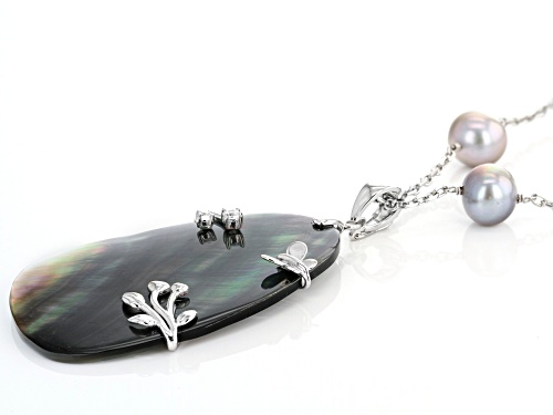 Tahitian Mother-of-Pearl, 9-10mm Cultured Freshwater Pearl, Bella Luce® Rhodium Over Silver Necklace - Size 36
