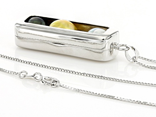 9-10mm Cultured Tahitian & Golden & White South Sea Pearl Rhodium Over Silver Pendant With Chain