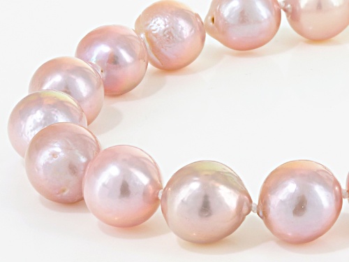 12.5-13.5mm Multicolor Lavender Cultured Freshwater Pearl Rhodium Over Silver 32 Inch Necklace - Size 32