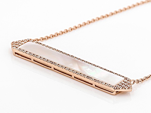 38x6mm White Mother-Of-Pearl & Bella Luce® Diamond Simulant 18k Rose Gold Over Silver Necklace - Size 18