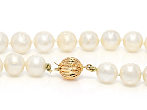 8.5-9.5mm White Cultured Freshwater Pearl 14k Yellow Gold 24 Inch Strand Necklace - Size 24